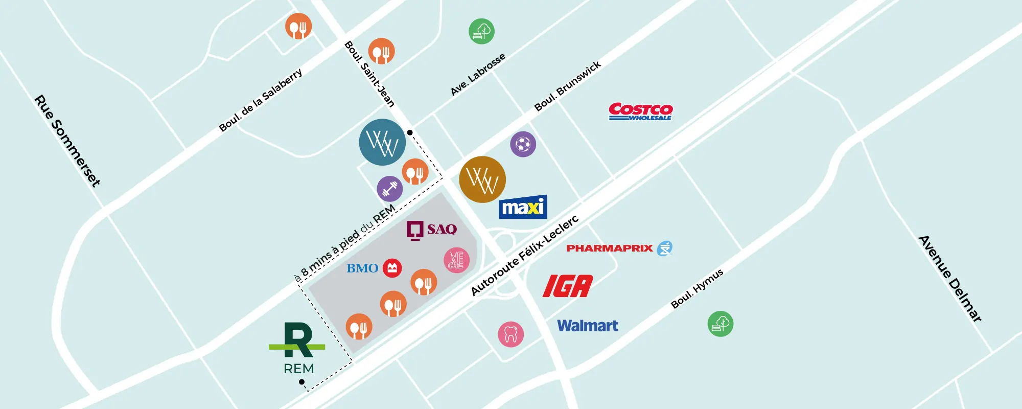 Location of our apartments for rent in Pointe-Claire